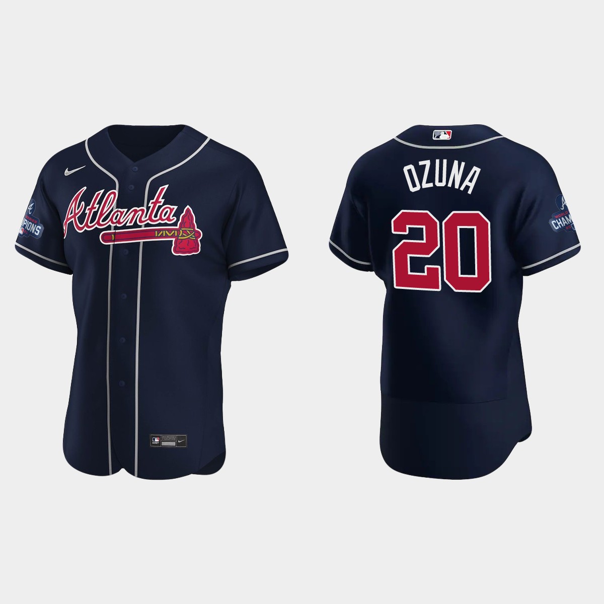 Atlanta Braves Marcell Ozuna 2021 World Series Champions Navy Jersey