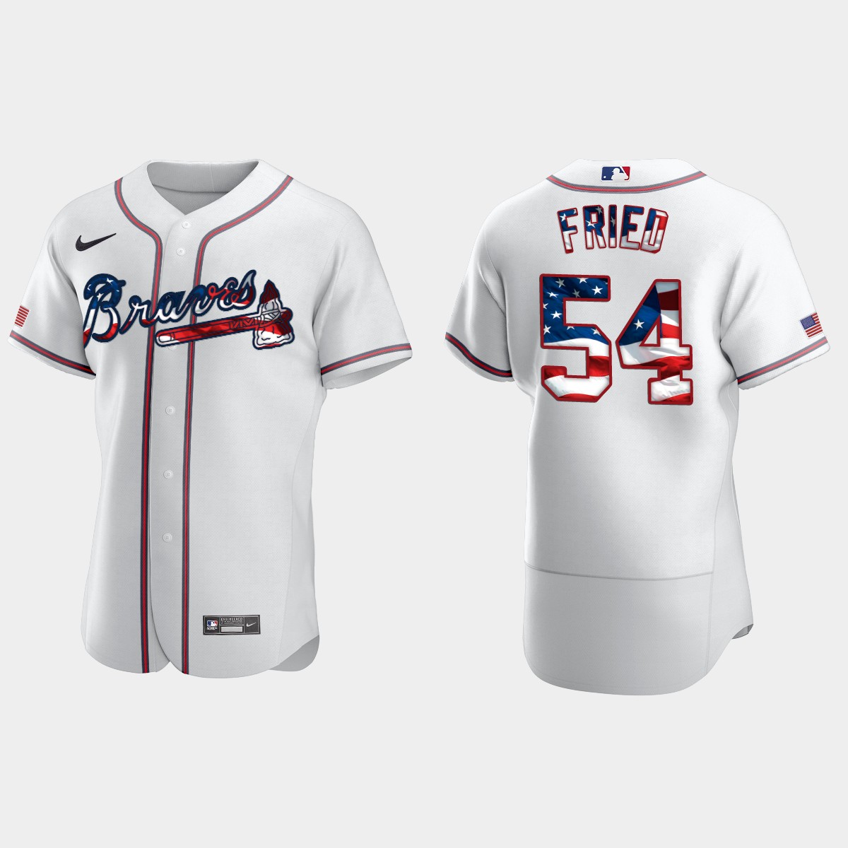 Atlanta Braves Max Fried 2020 Stars And Stripes 4th of July Jersey - White