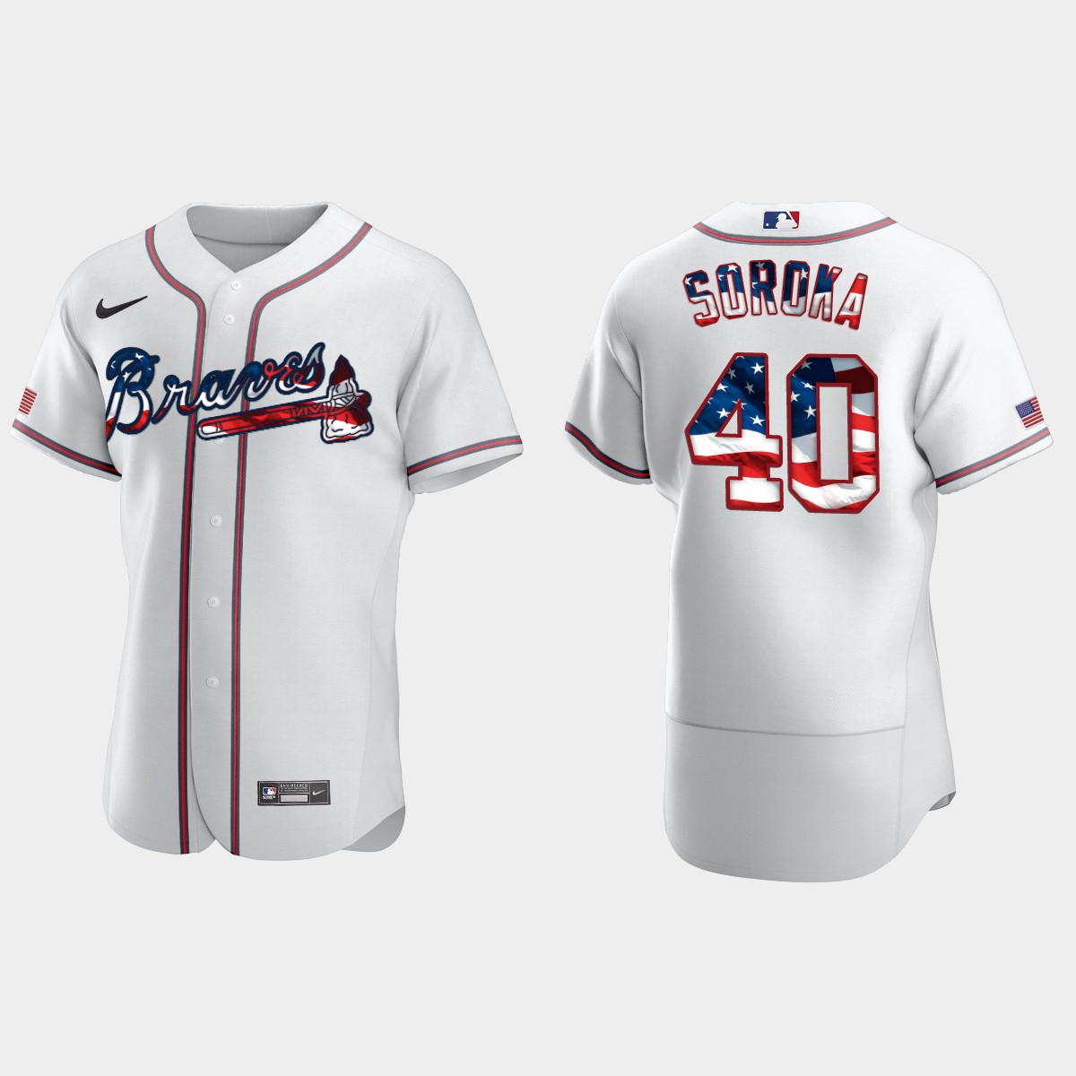 Atlanta Braves Mike Soroka 2020 Stars And Stripes 4th of July Jersey - White