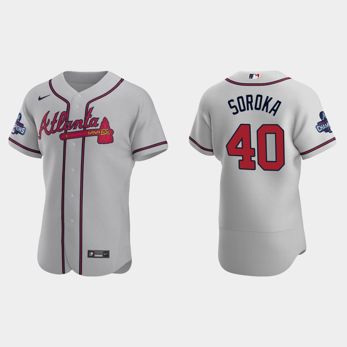 Atlanta Braves Mike Soroka 2021 World Series Champions Gray Jersey