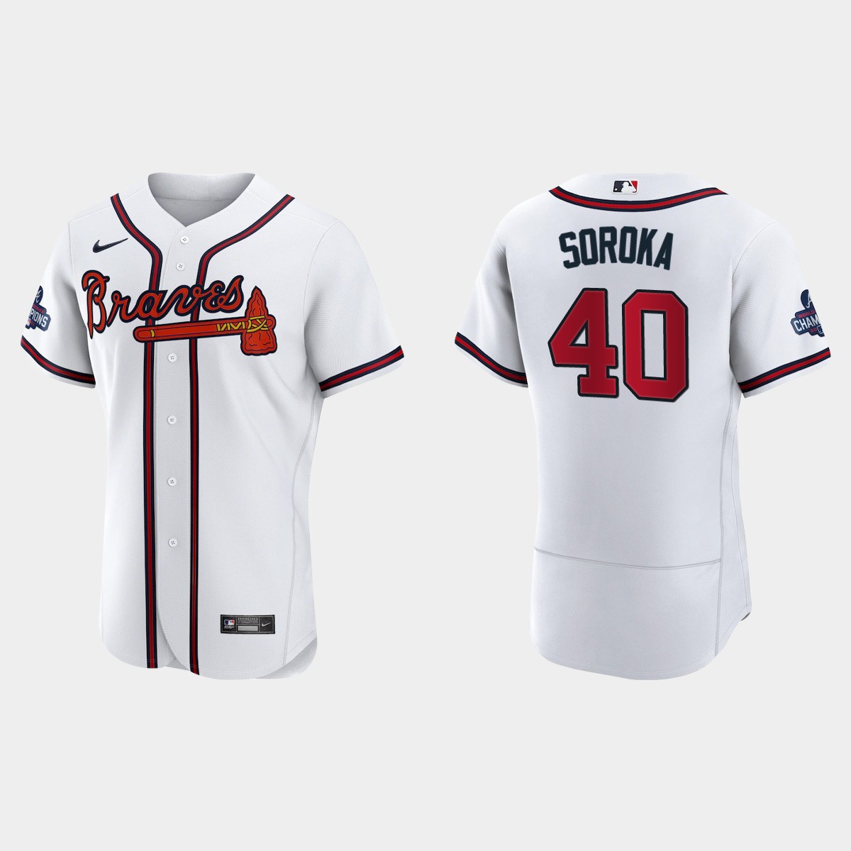 Atlanta Braves Mike Soroka 2021 World Series Champions White Jersey
