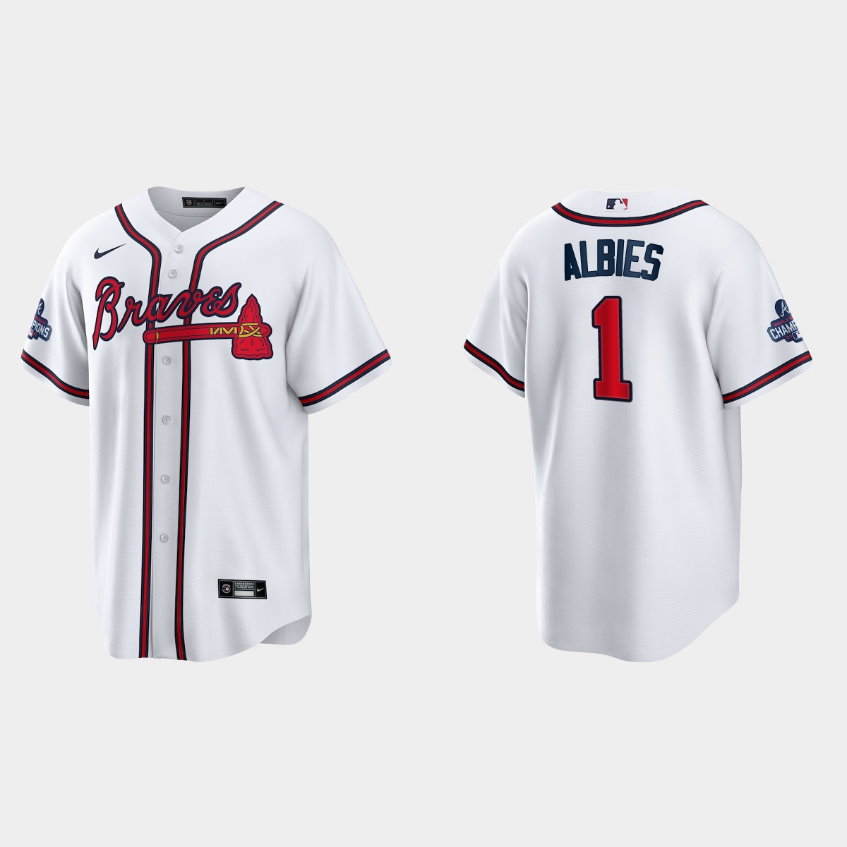Atlanta Braves Ozzie Albies 2021 World Series Champions Jersey - White