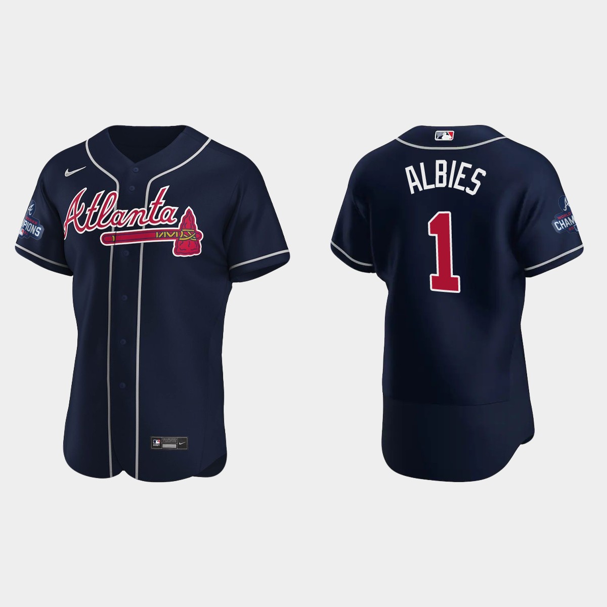 Atlanta Braves Ozzie Albies 2021 World Series Champions Navy Jersey