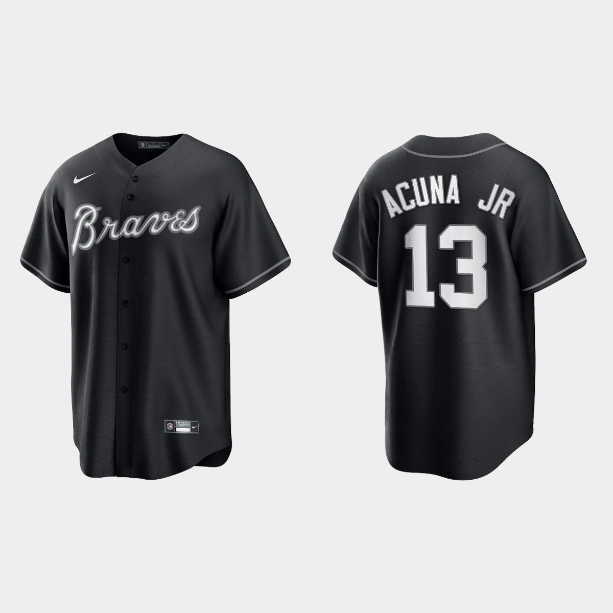 Atlanta Braves Ronald Acuna Jr. 2021 All Black Fashion Jersey - Black White