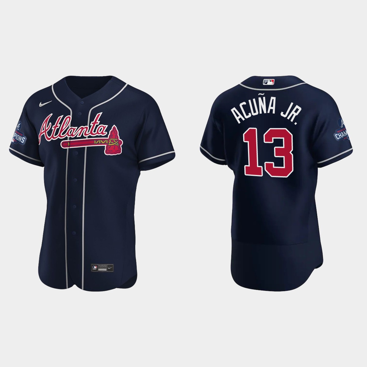 Atlanta Braves Ronald Acuna Jr. 2021 World Series Champions Navy Jersey