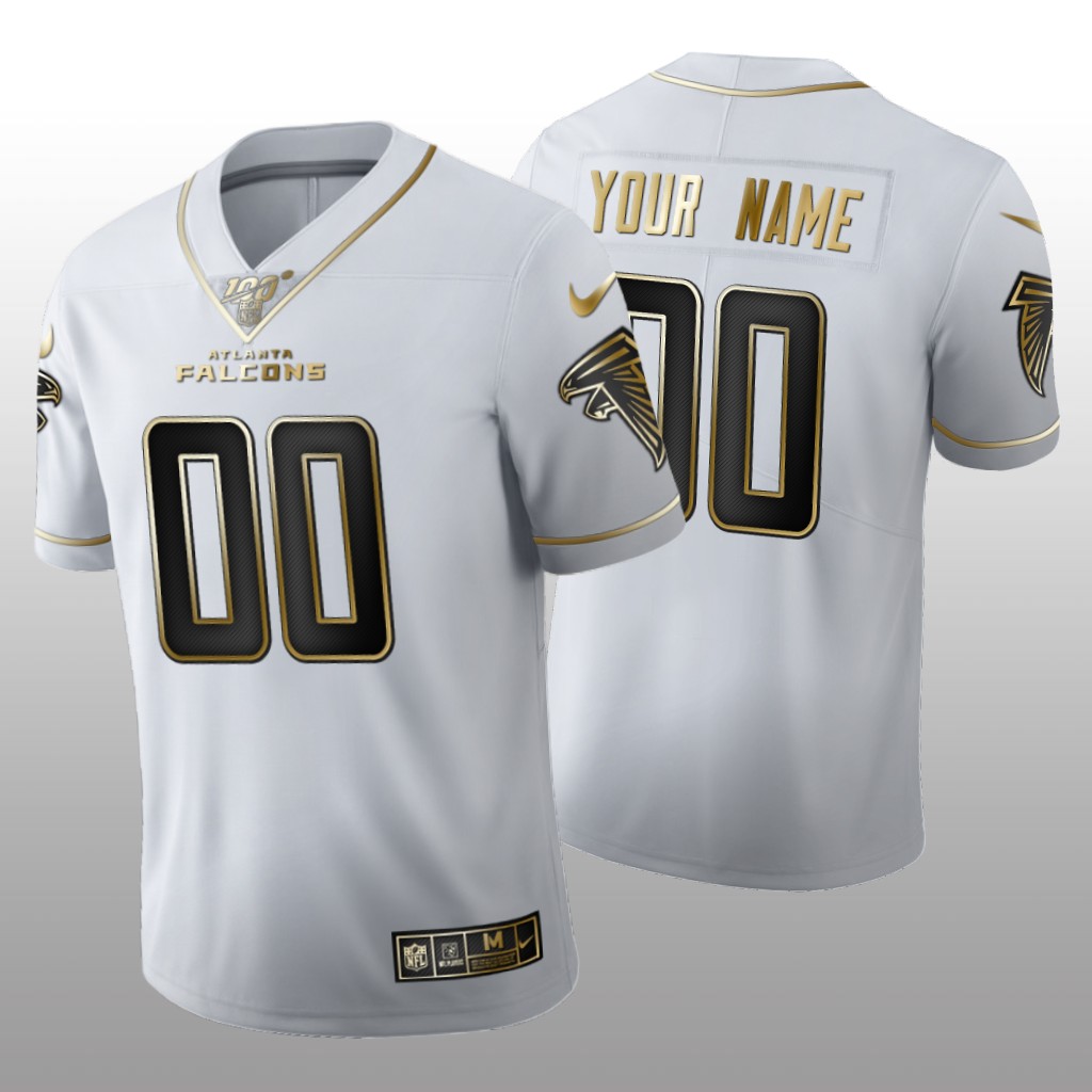 Atlanta Falcons Custom White Golden Edition Jersey 100th Season Men's