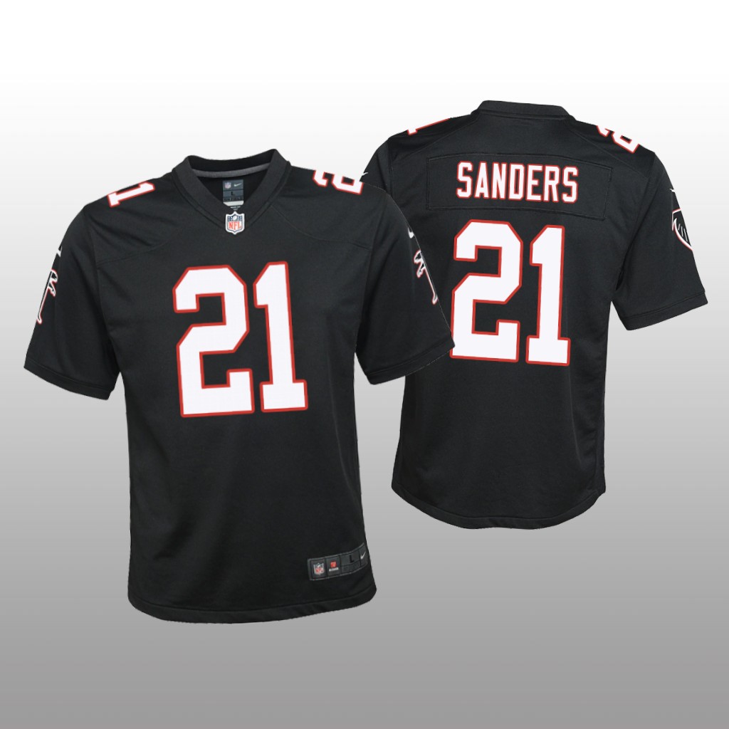 Atlanta Falcons Deion Sanders Black Jersey Throwback Game - Youth