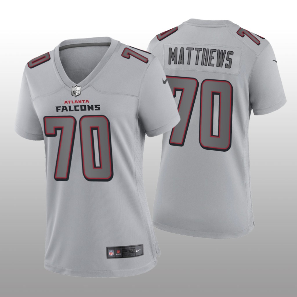Atlanta Falcons Jake Matthews Gray Jersey Atmosphere Fashion Game - Women's
