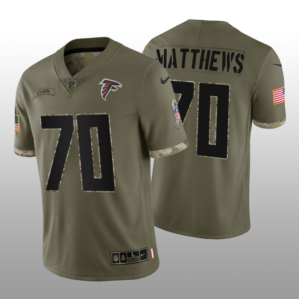 Atlanta Falcons Jake Matthews Olive Limited Jersey 2022 Salute To Service - Men's