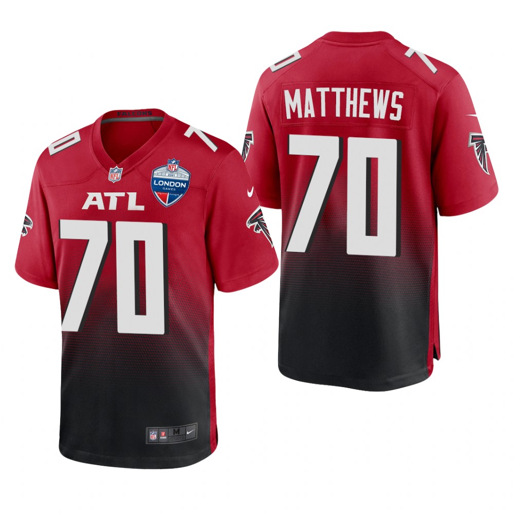 Atlanta Falcons Jake Matthews Red Game 2021 NFL London Game - Men's