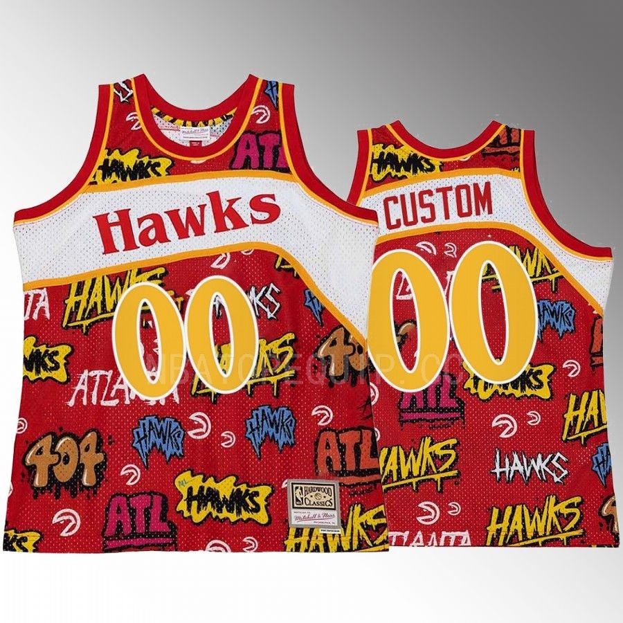 Atlanta Hawks Custom Slap Sticker #00 Red Retro Swingman Jersey