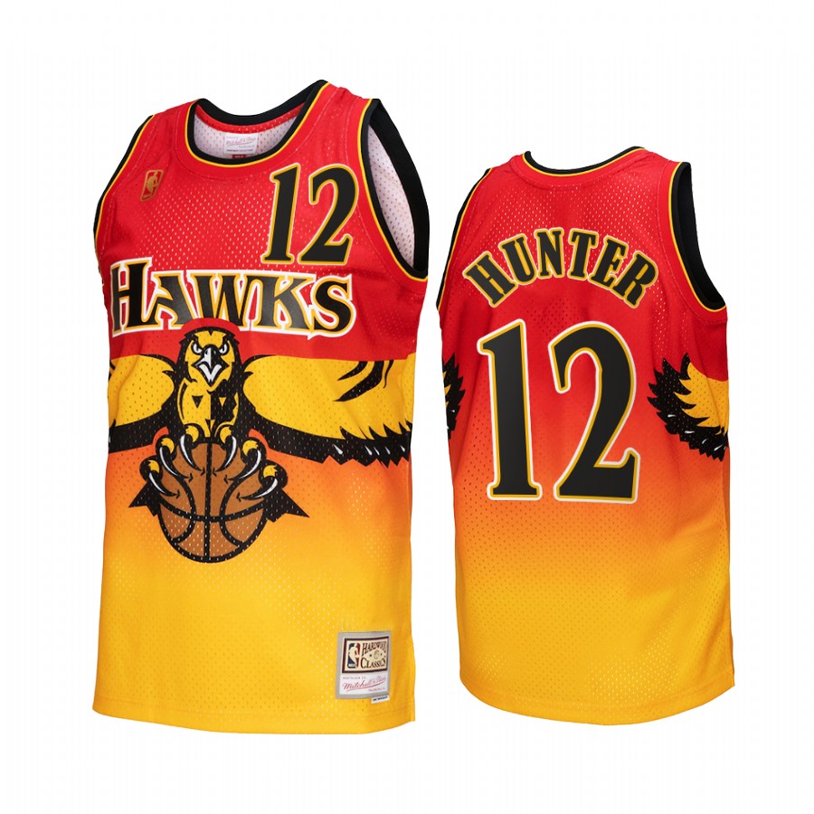 Atlanta Hawks De'Andre Hunter Gold Red Fadeaway Men Jersey Hardwood Classics