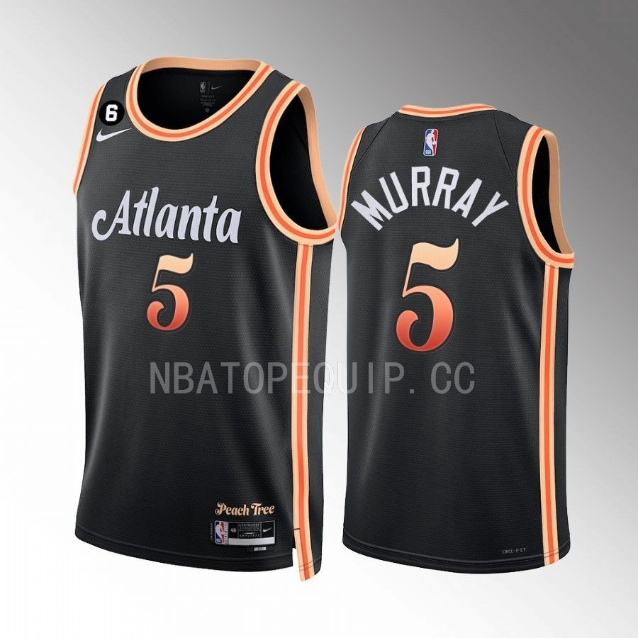 Atlanta Hawks Dejounte Murray 2022-23 City Edition Black #5 Jersey NO.6 Patch
