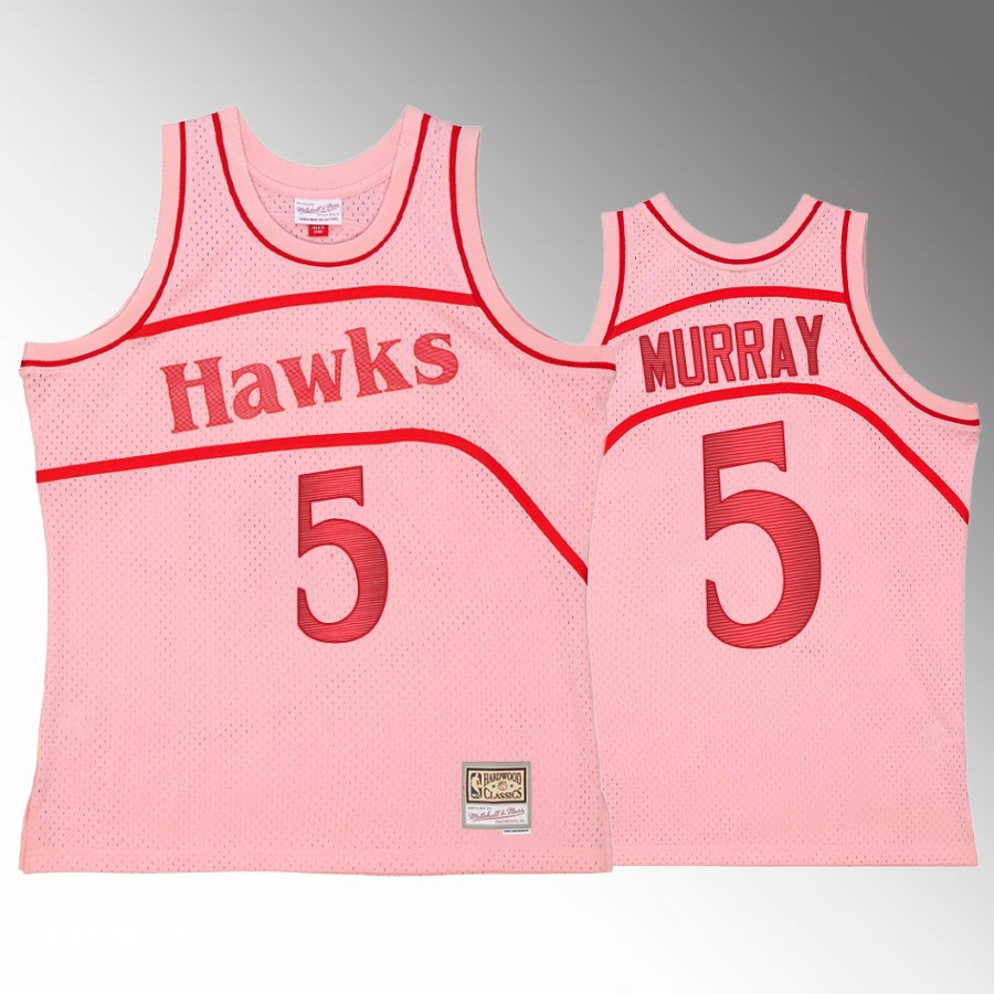 Atlanta Hawks Dejounte Murray Pink Space Knit Men Jersey Hardwood Classics