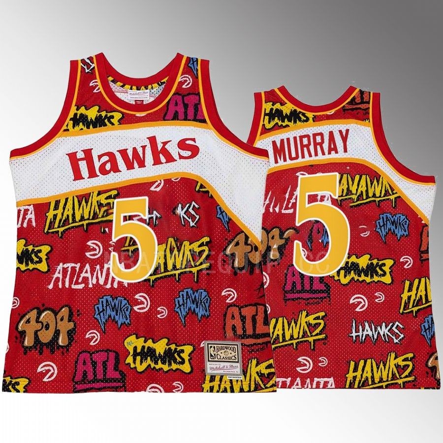 Atlanta Hawks Dejounte Murray Slap Sticker #5 Red Retro Swingman Jersey