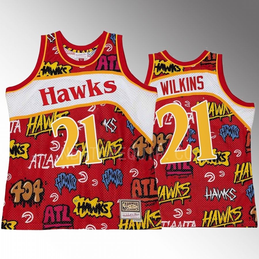 Atlanta Hawks Dominique Wilkins Slap Sticker #21 Red Retro Swingman Jersey