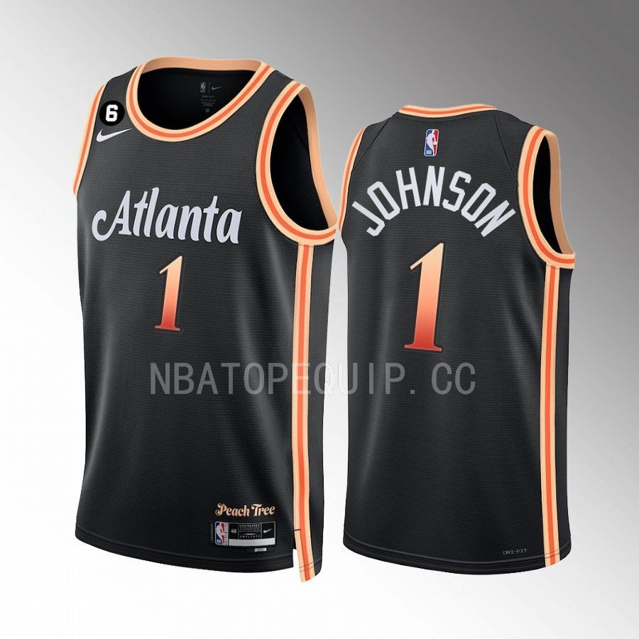 Atlanta Hawks Jalen Johnson 2022-23 City Edition Black #1 Jersey NO.6 Patch