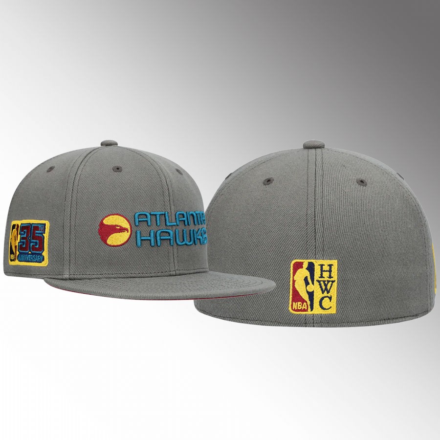 Atlanta Hawks NBA 35th Anniversary Charcoal Carbon Cabernet Fitted Hat