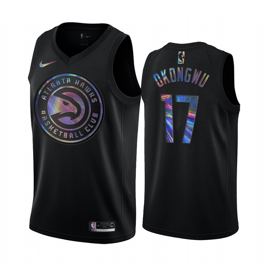 Atlanta Hawks Onyeka Okongwu #17 Jersey Iridescent Holographic Black Limited Edition