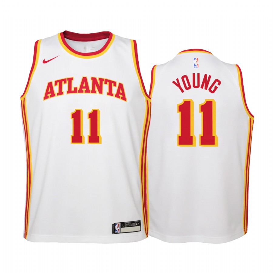 Atlanta Hawks Trae Young 2020-21 Association White Youth Jersey #11