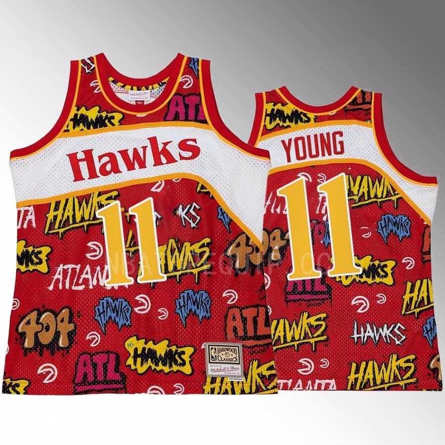 Atlanta Hawks Trae Young Slap Sticker #11 Red Retro Swingman Jersey