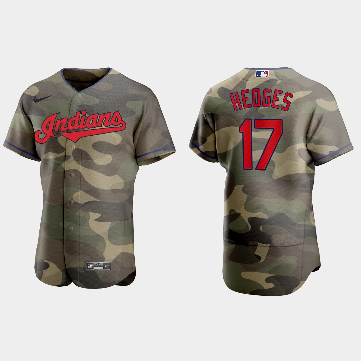 Austin Hedges Cleveland Indians 2021 National Armed Forces Day Jersey - Camo
