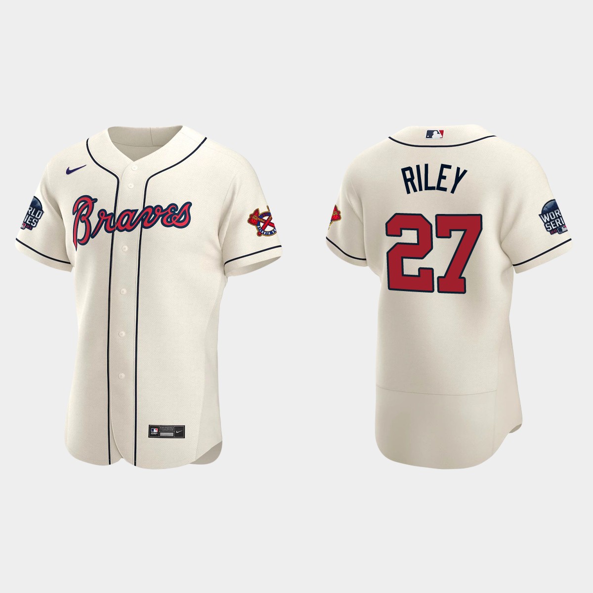 Austin Riley Atlanta Braves 2021 World Series Jersey - Cream