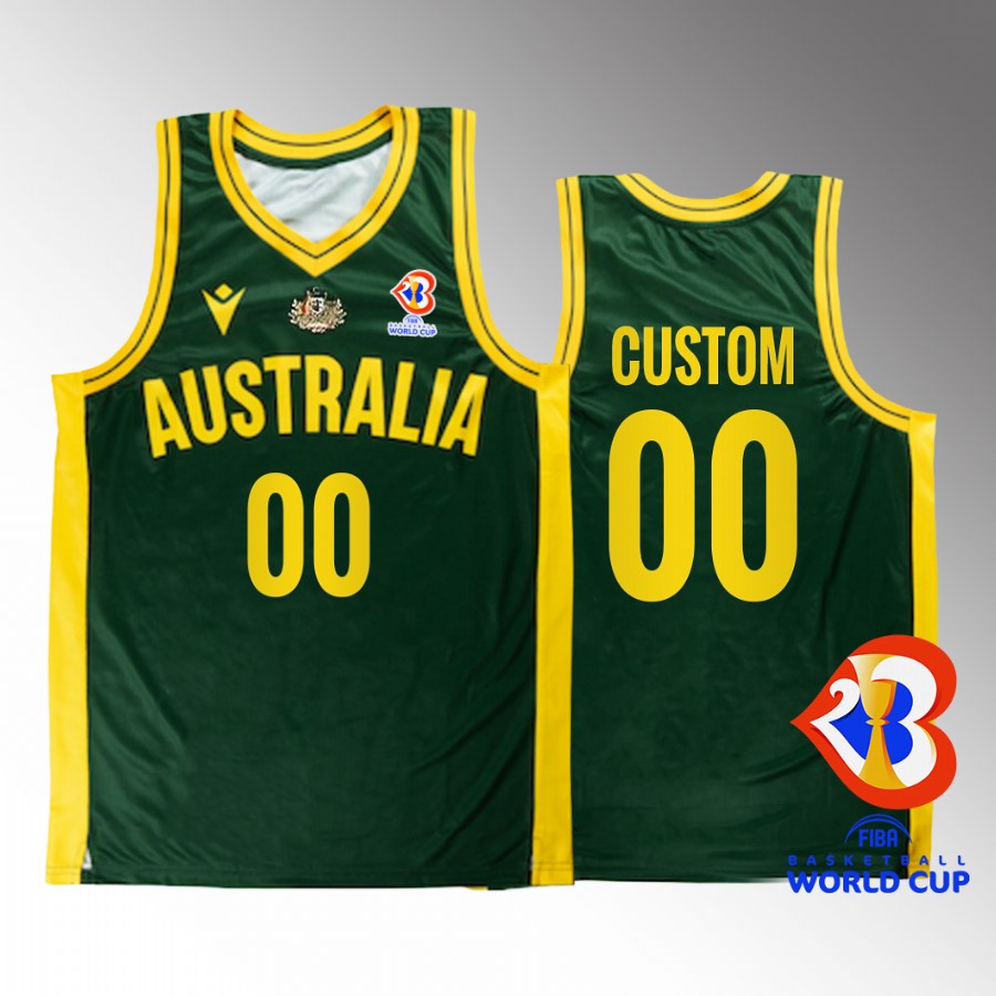 Australia Team #00 Custom 2023 FIBA  World Cup Boomers Men Jersey Green