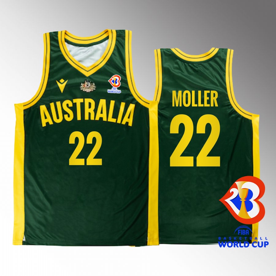 Australia Team #22 Craig Moller 2023 FIBA  World Cup Boomers Men Jersey Green