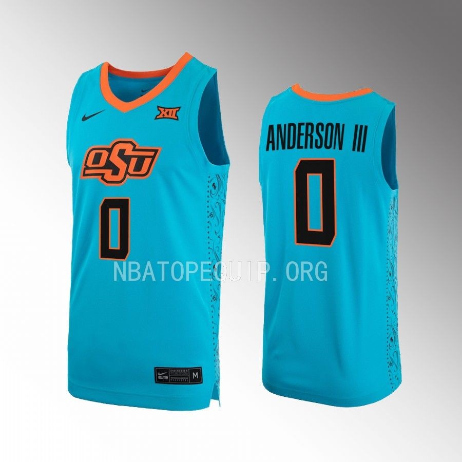 Avery Anderson III OSU Cowboys Turquoise Jersey 2022-23 Alternate