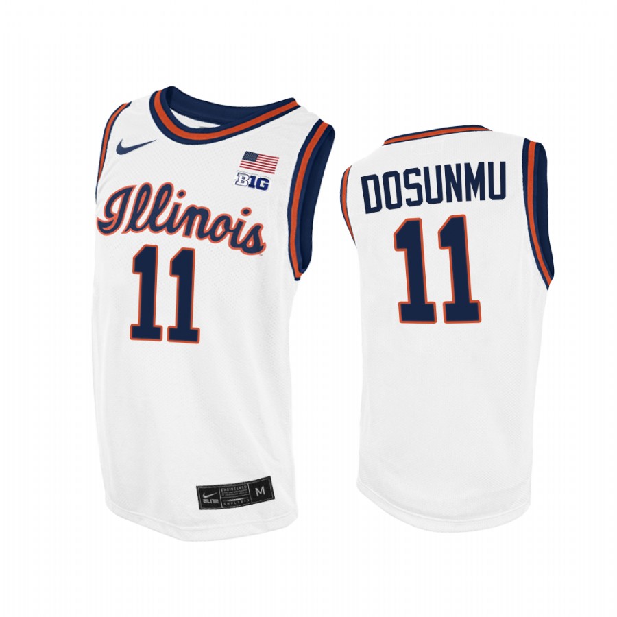 Ayo Dosunmu Illinois Fighting Illini White Jersey 2021 Throwback College