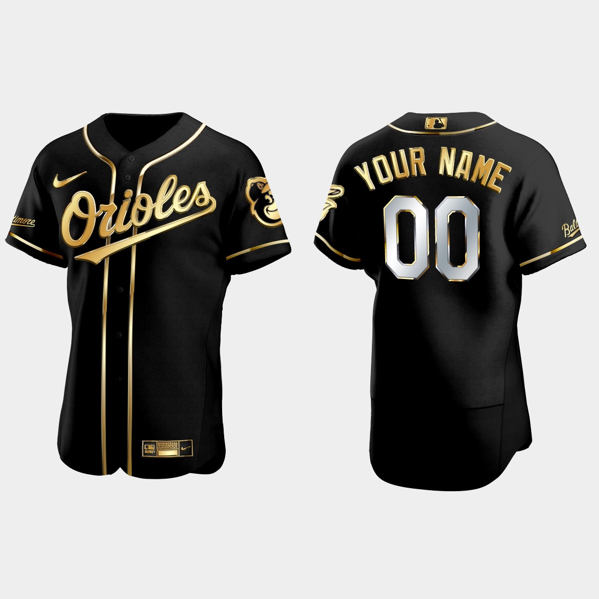 Baltimore Orioles #00 Custom Golden Edition Jersey - Black