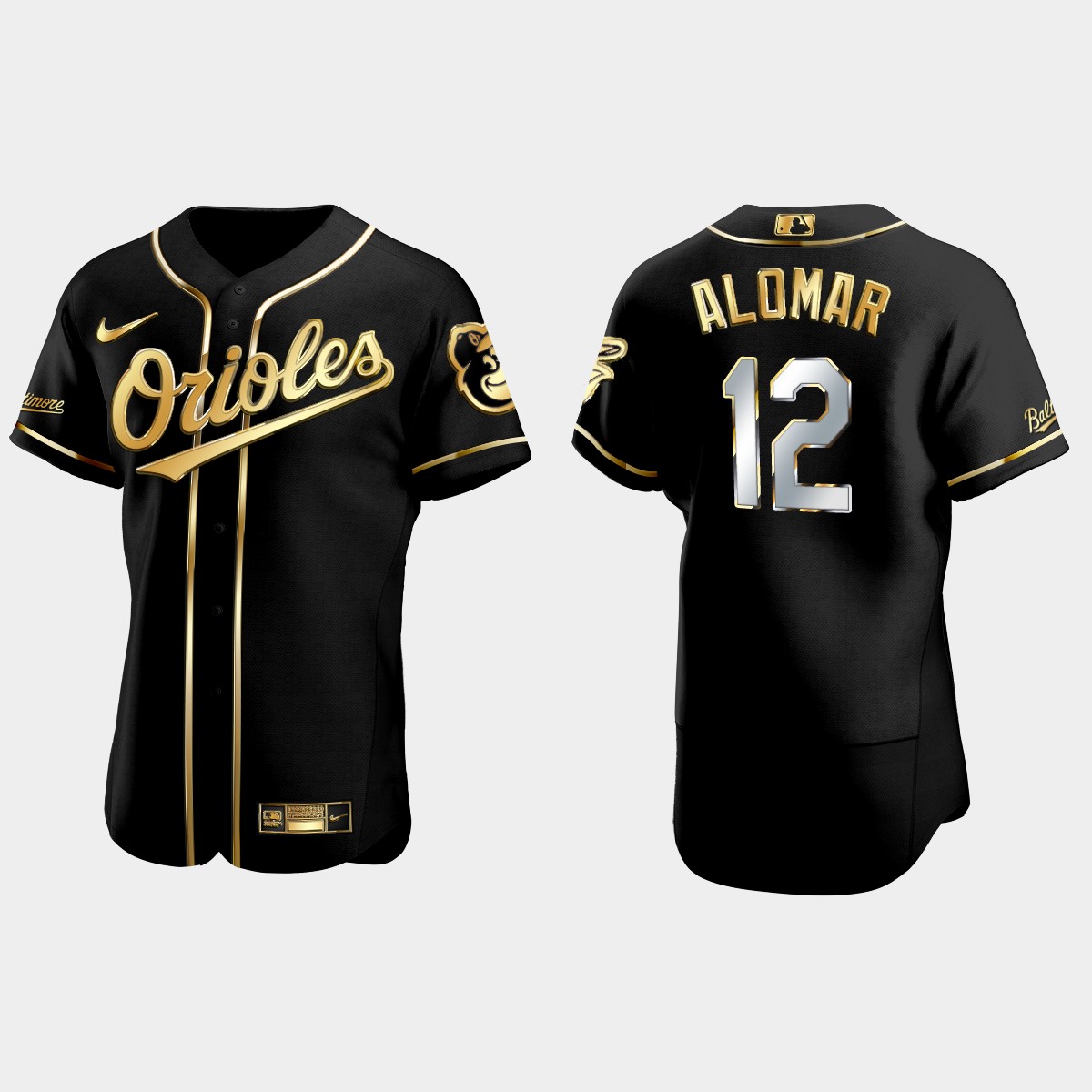 Baltimore Orioles #12 Roberto Alomar Golden Edition Jersey - Black