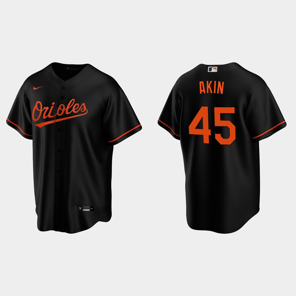 Baltimore Orioles #45 Keegan Akin Alternate Jersey - Black