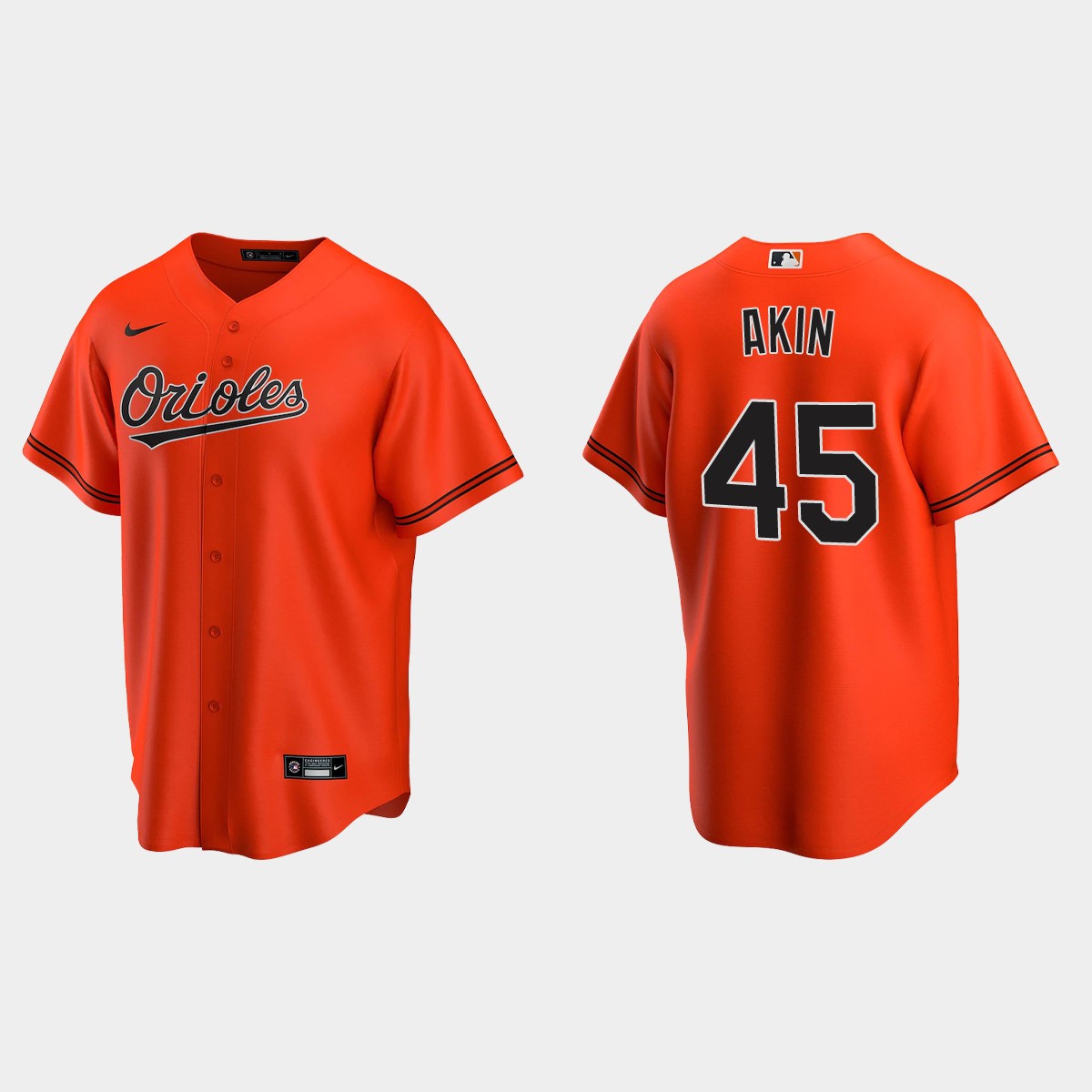 Baltimore Orioles #45 Keegan Akin Alternate Jersey - Orange