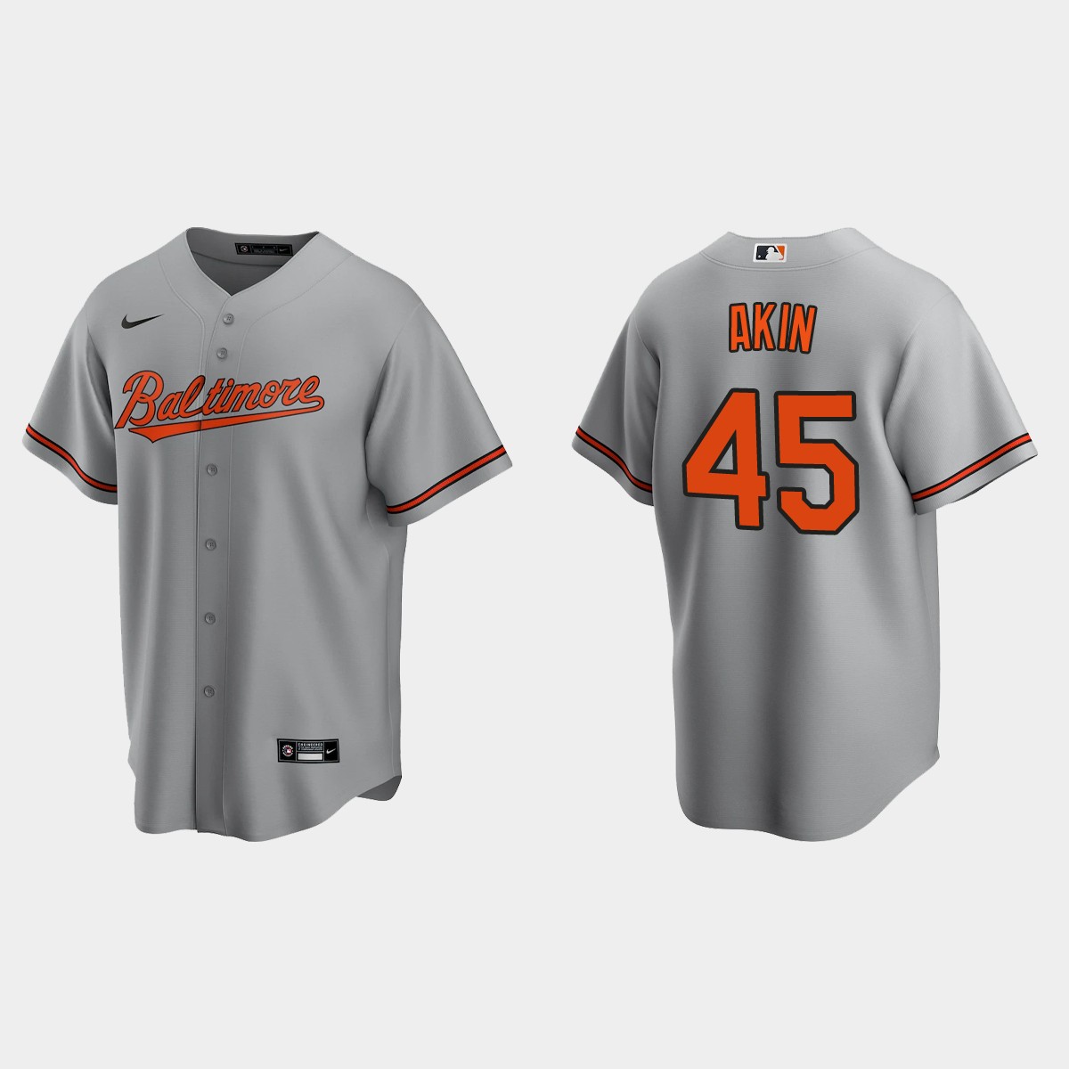 Baltimore Orioles #45 Keegan Akin Road Jersey - Gray
