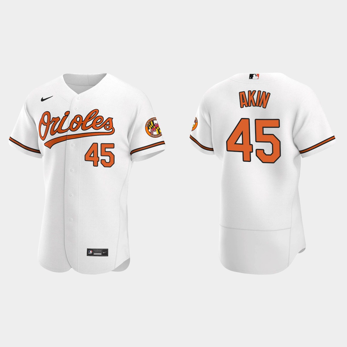 Baltimore Orioles #45 Keegan Akin White Home Jersey