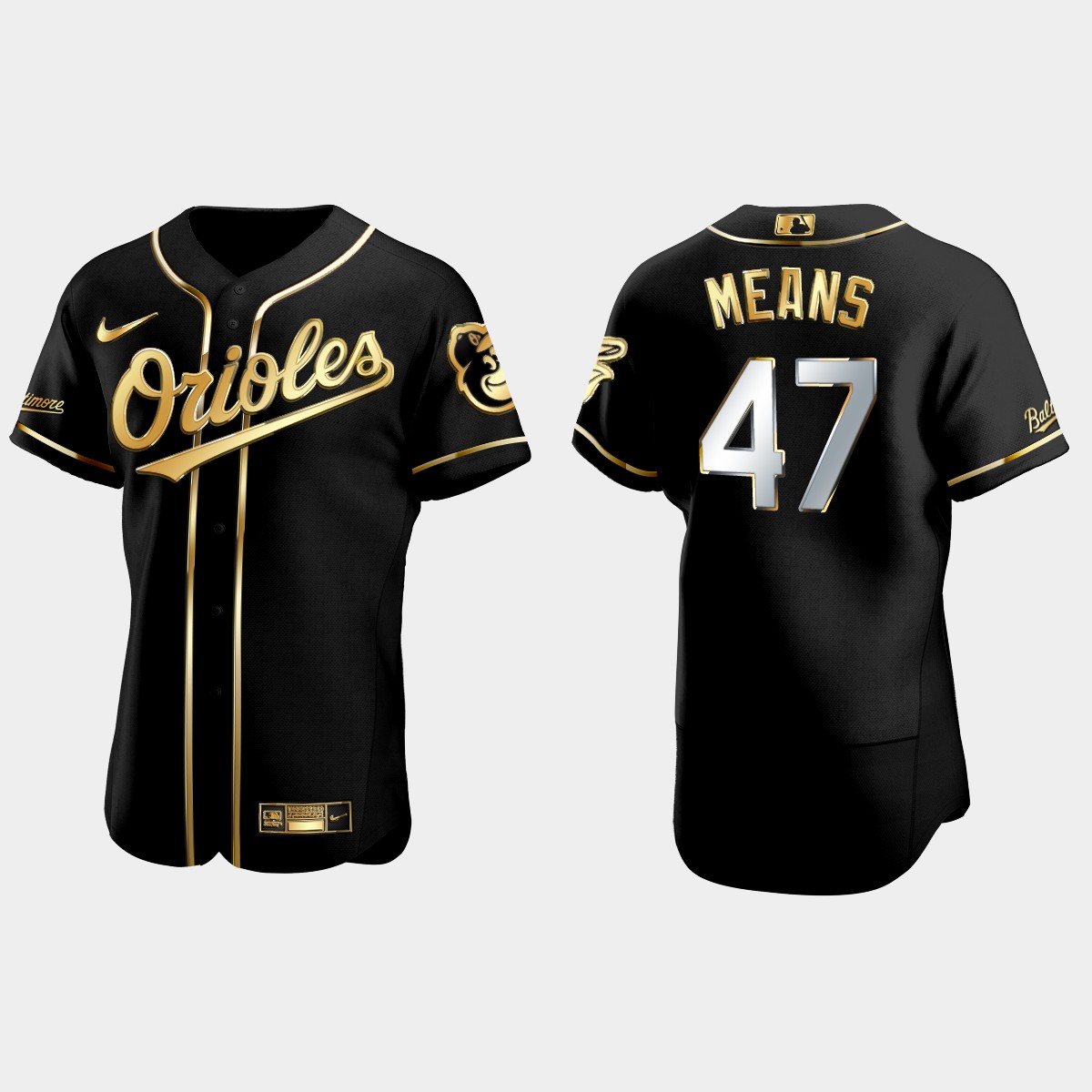 Baltimore Orioles #47 John Means Golden Edition Jersey - Black