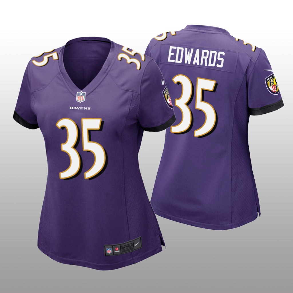 Baltimore Ravens #35 Purple Gus Edwards Game Jersey - Women