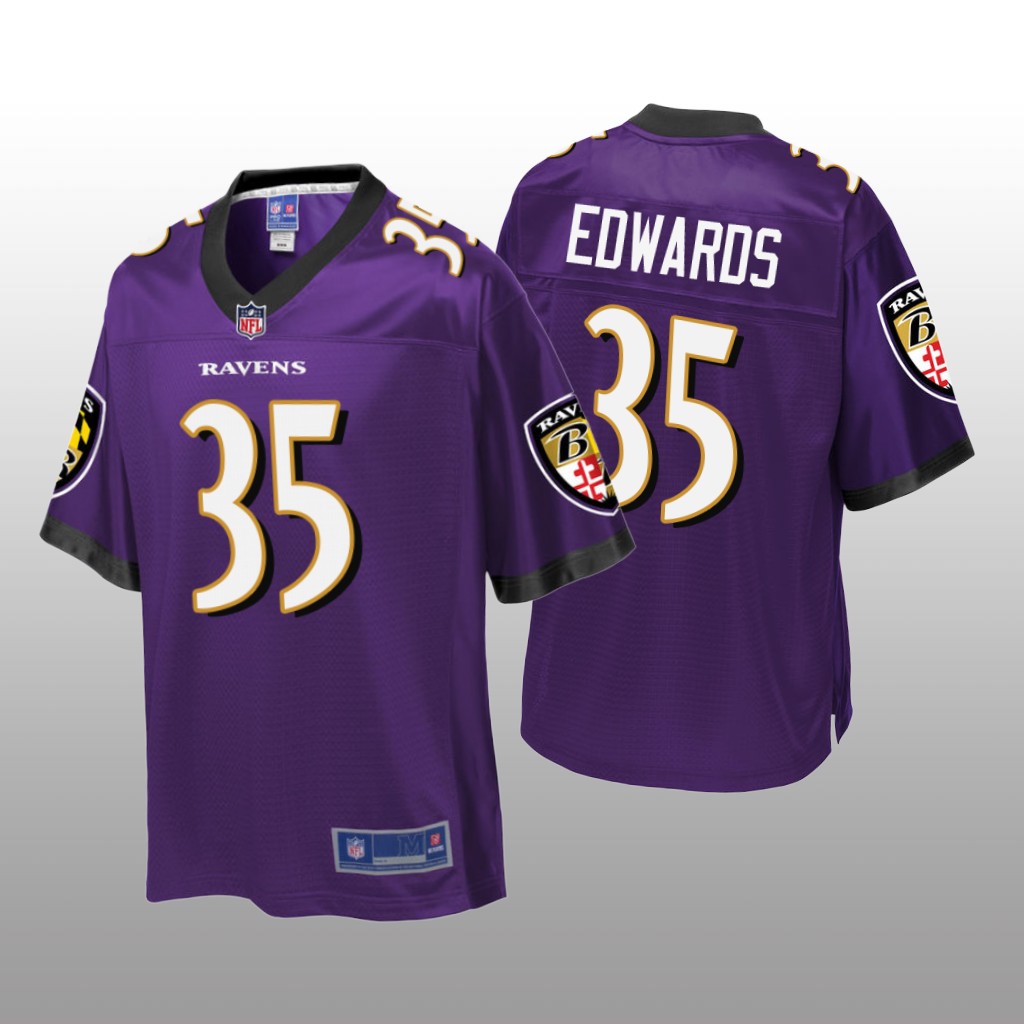 Baltimore Ravens #35 Purple Gus Edwards Pro Line Jersey - Youth