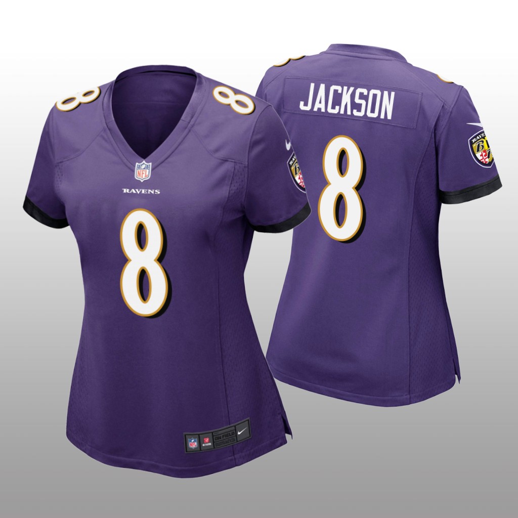Baltimore Ravens #8 Purple Lamar Jackson Game Jersey - Women