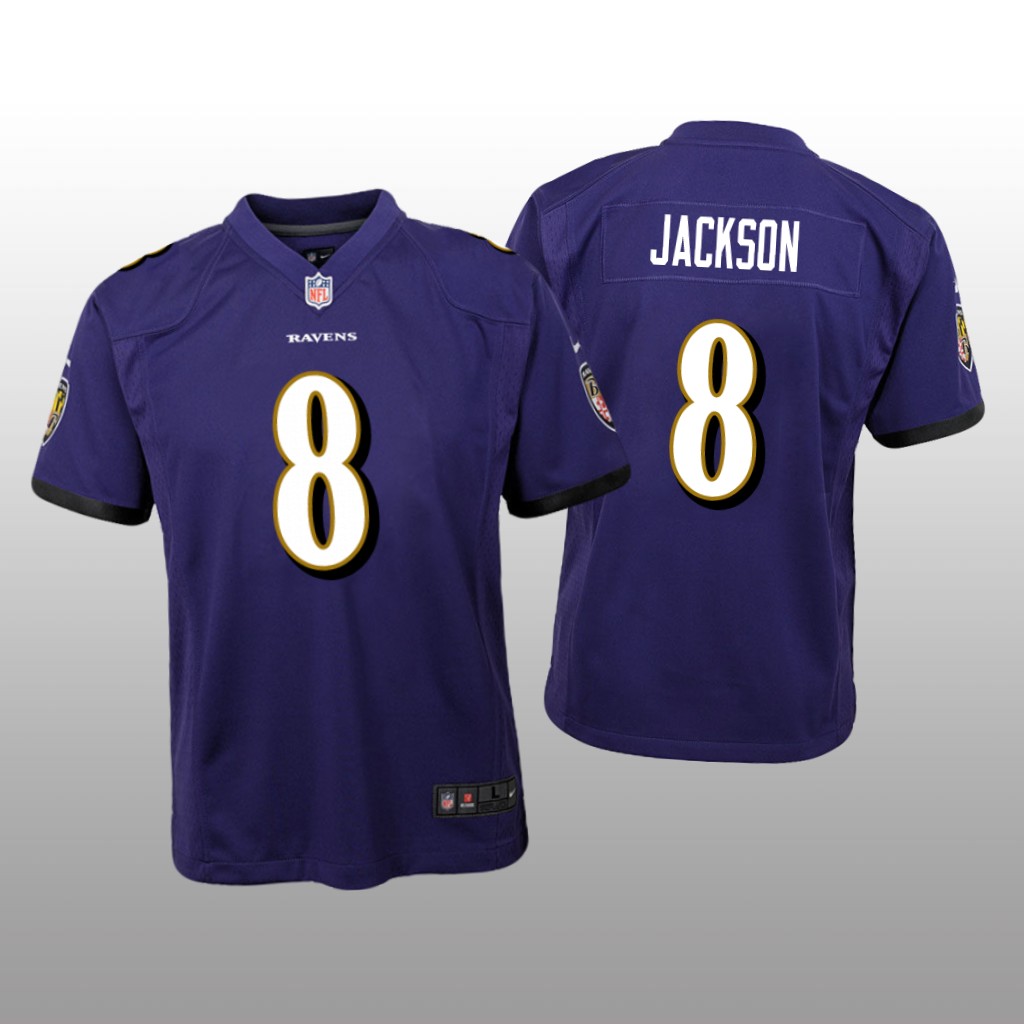 Baltimore Ravens #8 Purple Lamar Jackson Game Jersey - Youth