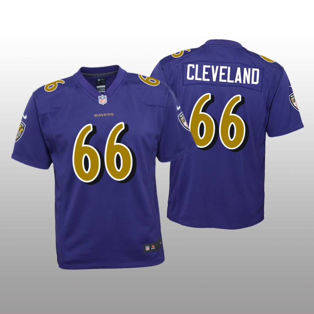 Baltimore Ravens Ben Cleveland Purple Jersey Color Rush Game - Youth