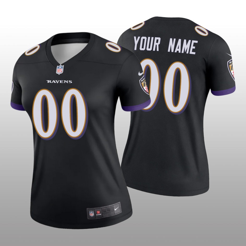 Baltimore Ravens Custom Black Jersey Legend - Women's