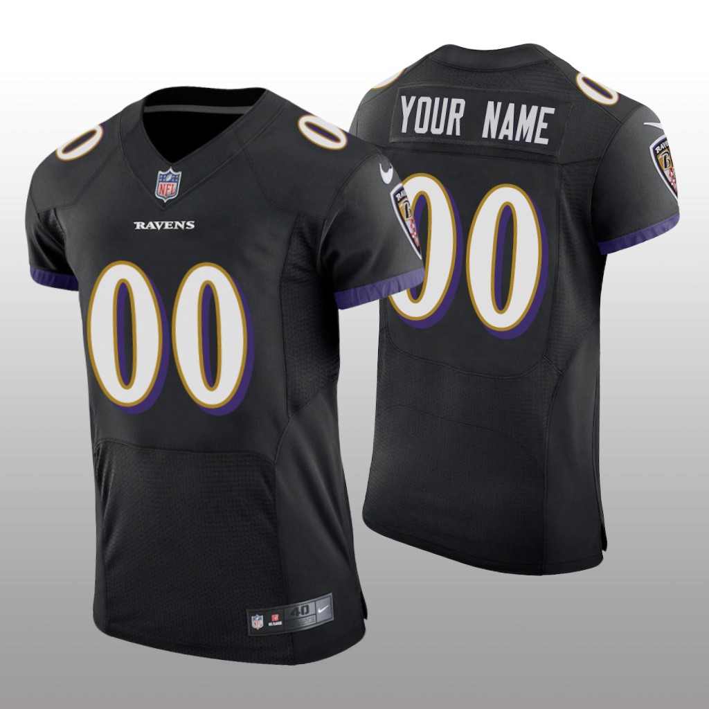 Baltimore Ravens Custom Black Jersey Vapor Elite Men's