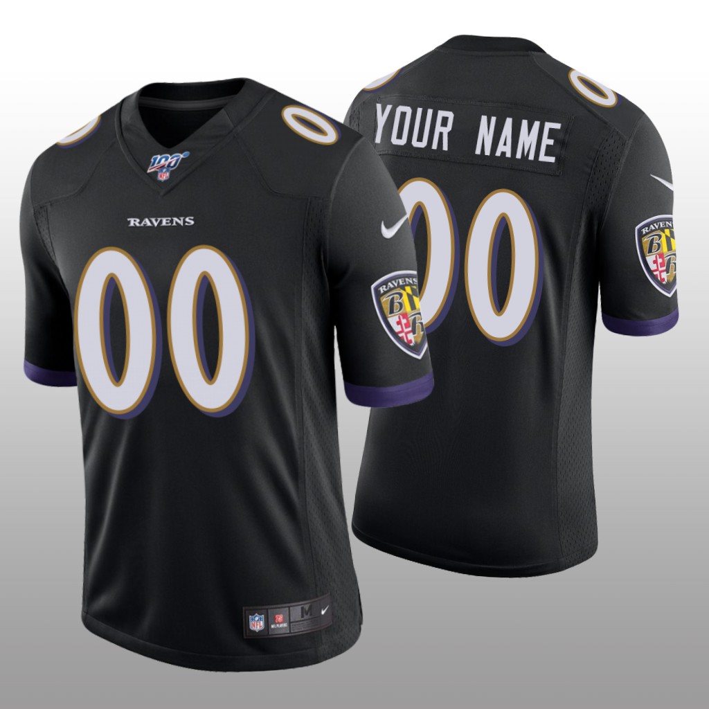 Baltimore Ravens Custom Black Limited Jersey 100th Season - Men's