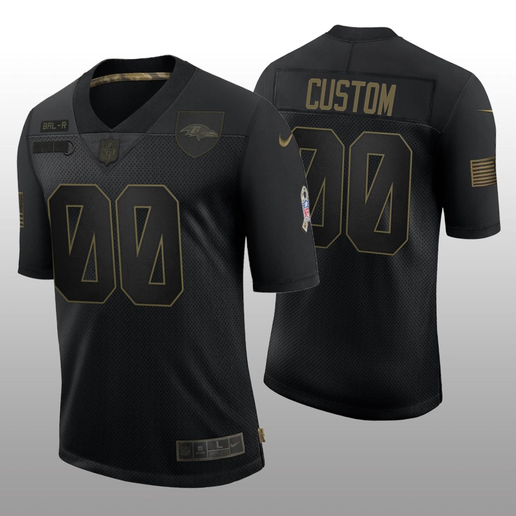 Baltimore Ravens Custom Black Limited Jersey 2020 Salute To Service - Men's