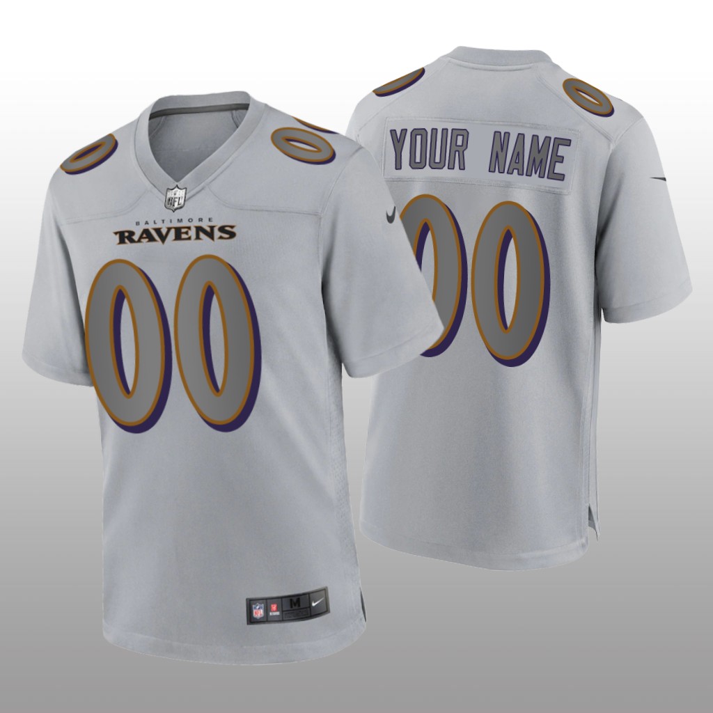 Baltimore Ravens Custom Gray Jersey Atmosphere Fashion Game - Men's