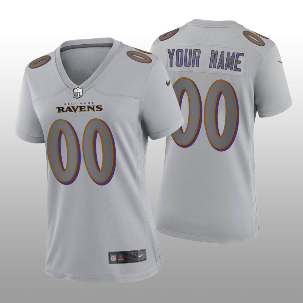 Baltimore Ravens Custom Gray Jersey Atmosphere Fashion Game - Women's