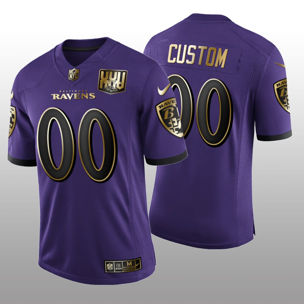 Baltimore Ravens Custom Purple Speed Machine Jersey 25th Season - Men's